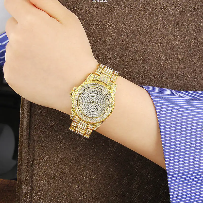 2022 Značky Luxusné Žena Sledujte Ocele Diamond Nastaviť Ms Ruky Hodiny Hviezd Plný Kryštály Rose Gold Quartz dámske Náramkové hodinky Obrázok 3