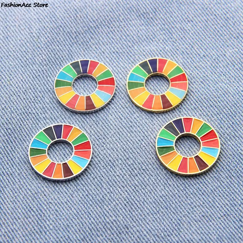 Enamal 17 Farieb Cieľov trvalo Udržateľného Rozvoja Brošňa OSN SDG Rainbow Pripnúť Odznak dámske Módne Šperky Mužov Obrázok 1