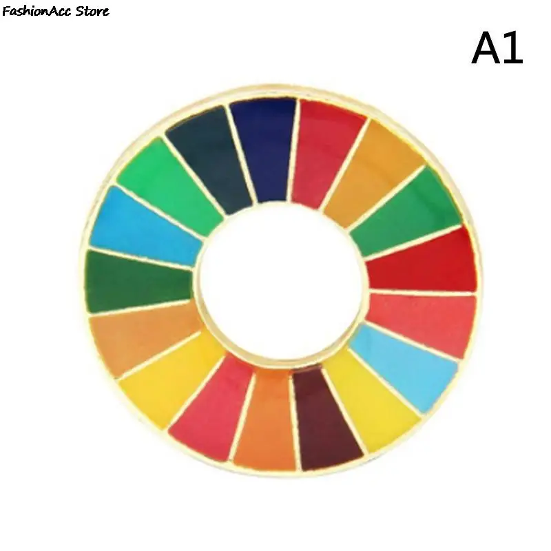 Enamal 17 Farieb Cieľov trvalo Udržateľného Rozvoja Brošňa OSN SDG Rainbow Pripnúť Odznak dámske Módne Šperky Mužov Obrázok 2