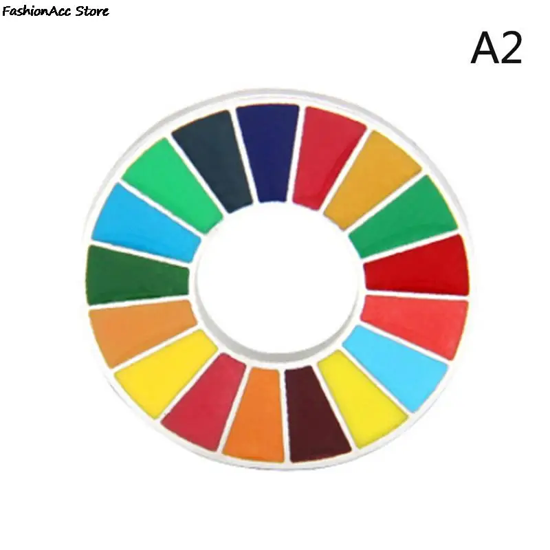 Enamal 17 Farieb Cieľov trvalo Udržateľného Rozvoja Brošňa OSN SDG Rainbow Pripnúť Odznak dámske Módne Šperky Mužov Obrázok 3