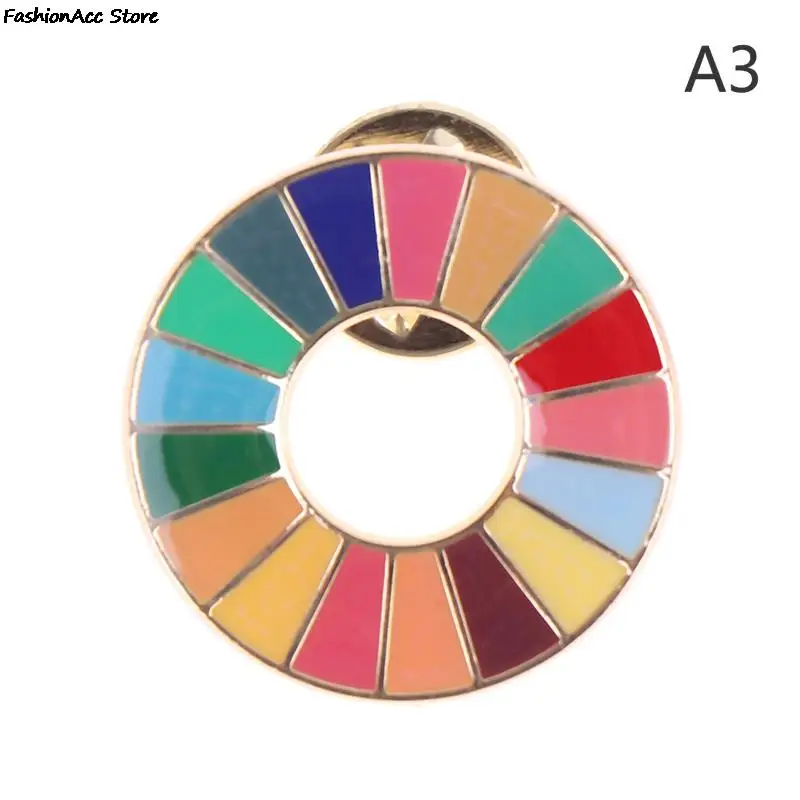 Enamal 17 Farieb Cieľov trvalo Udržateľného Rozvoja Brošňa OSN SDG Rainbow Pripnúť Odznak dámske Módne Šperky Mužov Obrázok 4