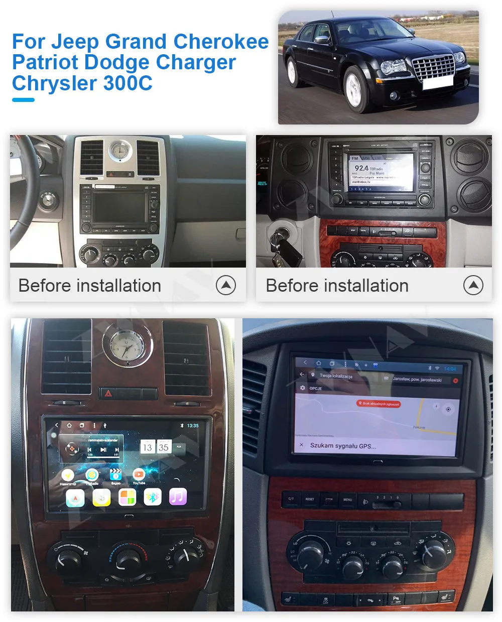 Carplay Android Obrazovka Hráč Na Jeep Grand Cherokee Patriot Dodge Nabíjačku Chrysler 300C Audio Stereo Rádio Prijímač, Vedúci Jednotky Obrázok 1