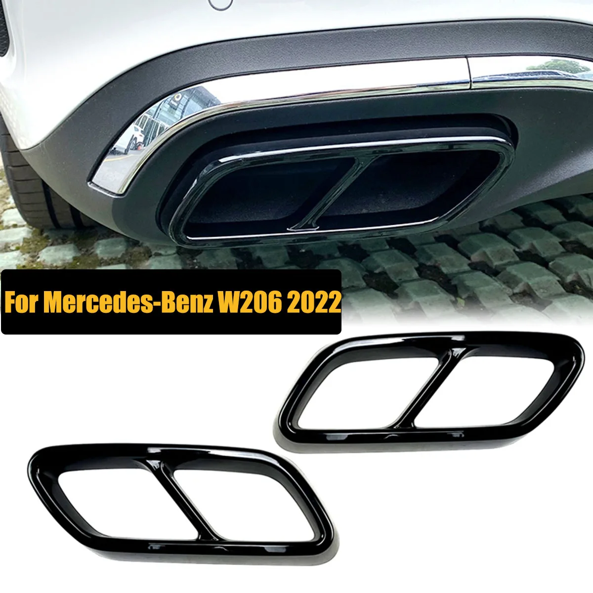 Pre Mercedes Benz C Trieda W206 C200 C260 C300 AMG 2022 2023 Zadné Krku Výfukového Potrubia Šál Tipy, Kryt ABS Auto Príslušenstvo Obrázok 0