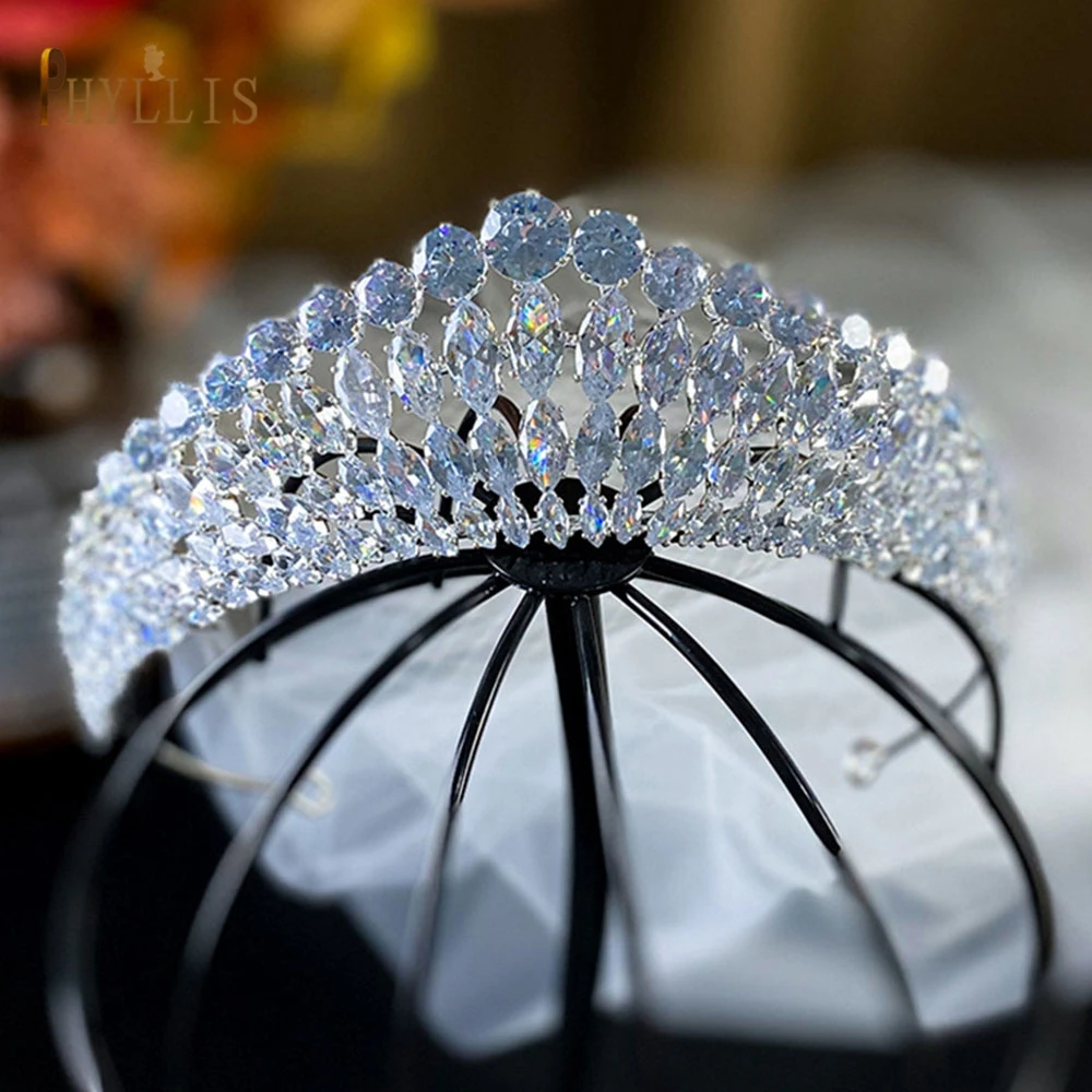 A366 Nový Design Svadobná Čelenka Ženy Tiaras Princezná Koruny Luxusné Zirkón Svadobné Headpieces Šperky Crystal Vlasy Príslušenstvo Obrázok 1
