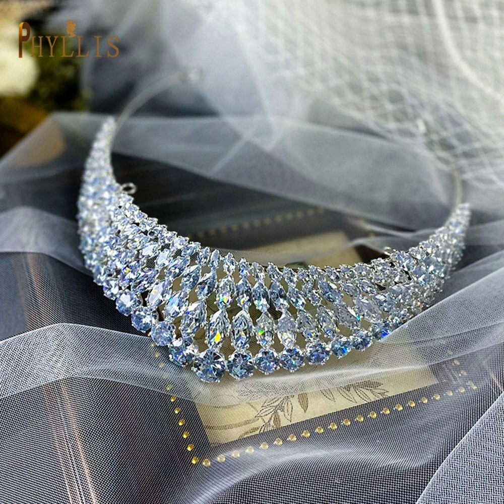 A366 Nový Design Svadobná Čelenka Ženy Tiaras Princezná Koruny Luxusné Zirkón Svadobné Headpieces Šperky Crystal Vlasy Príslušenstvo Obrázok 2