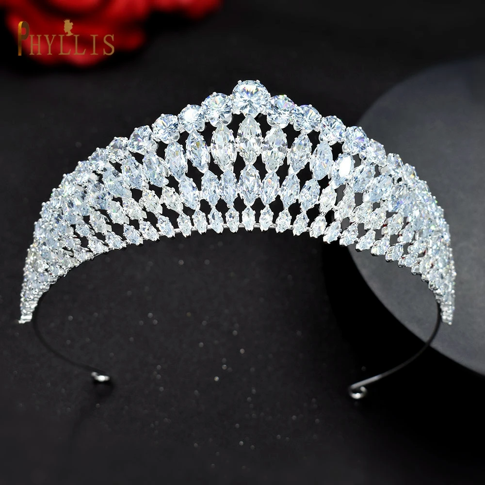 A366 Nový Design Svadobná Čelenka Ženy Tiaras Princezná Koruny Luxusné Zirkón Svadobné Headpieces Šperky Crystal Vlasy Príslušenstvo Obrázok 4