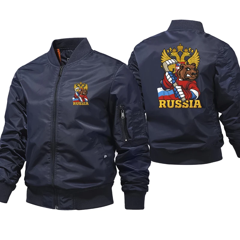 Muži Ruskej Hockeys Medveď Bombardér Bunda Mužov Hot Predaj Teplej Módy Outwear Značky Kabát Tenký Dizajn, Male Vetrolam Bundy Obrázok 3