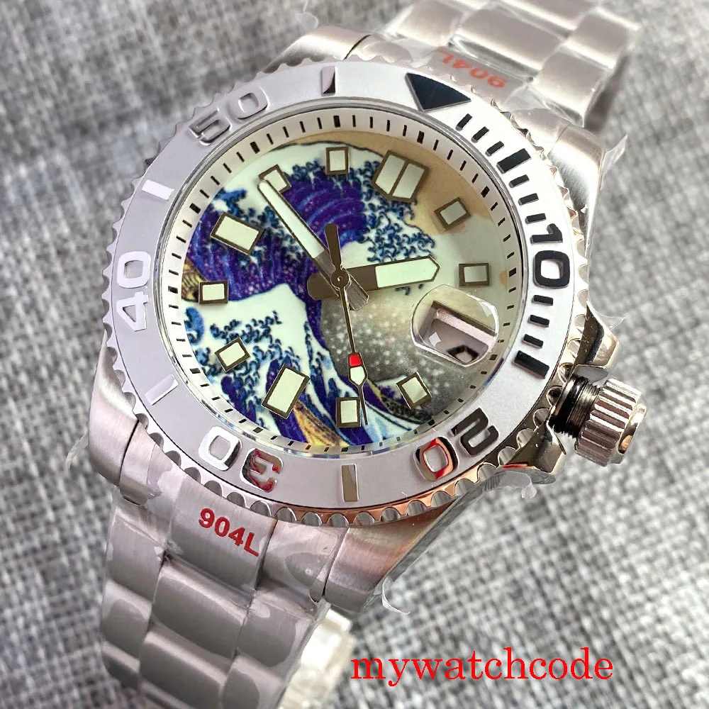 40 mm 24 Šperky Japonsko NH35A Svetelný Kanagawa Dial Sapphire Crystal 200M Automatické pánske Náramkové hodinky Náramok 120 Kliknutí Rámu Obrázok 2