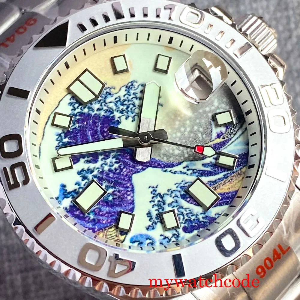 40 mm 24 Šperky Japonsko NH35A Svetelný Kanagawa Dial Sapphire Crystal 200M Automatické pánske Náramkové hodinky Náramok 120 Kliknutí Rámu Obrázok 4