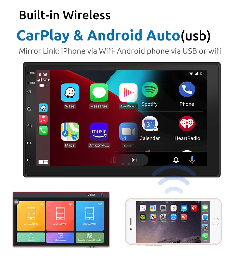 ESSGOO 7 9 10 Palcový 2 Din autorádia 2G 32G Android CarPlay Multimediálne Wifi GPS Hráč Univerzálny Stereo Rádia Pre Toyota, Nissan VW Obrázok 1