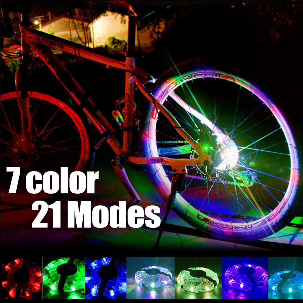 7 Farba 21 Režimy Farebné LED Bicykel Svetlo USB Nabíjateľné Bicykel Predné Zvyškový Náboj Hovoril Lampa s Deťmi Rovnováhu na Bicykli Svetlá Obrázok 0