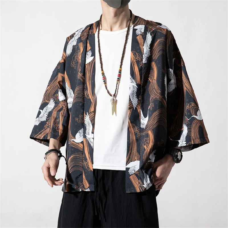 Pánske Japonské Kimono Klasická Nový Štýl Módny Dizajn Bežné Cardigan Bežné Otvorte Predný Plášť Bunda, Kabát 5xl Obrázok 0