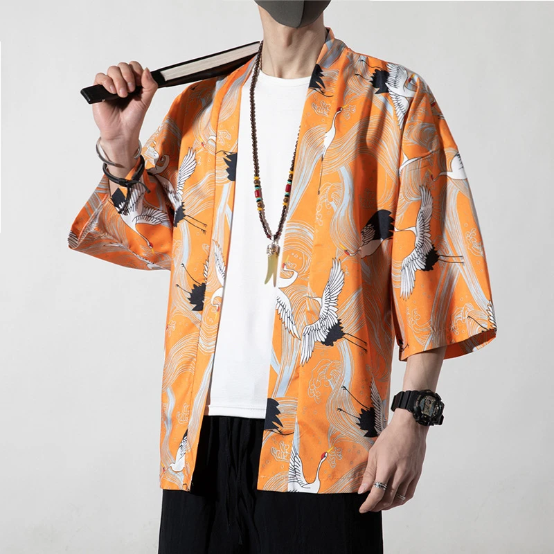 Pánske Japonské Kimono Klasická Nový Štýl Módny Dizajn Bežné Cardigan Bežné Otvorte Predný Plášť Bunda, Kabát 5xl Obrázok 5