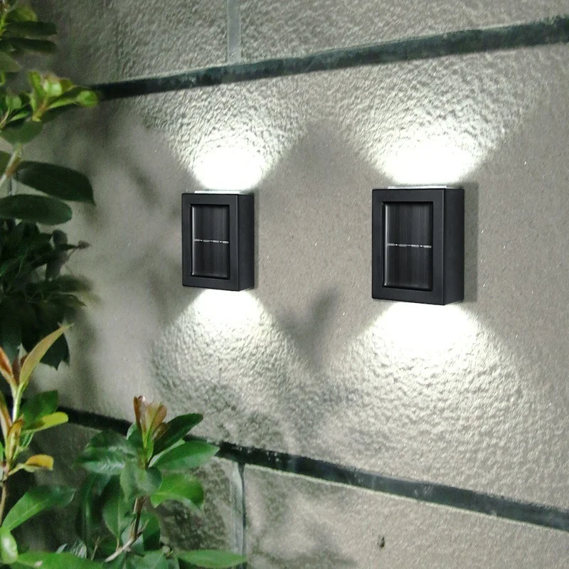 2 LED Solárne Nástenné Svietidlo Vonkajšie Nepremokavé Hore a Dole Svetelná Osvetlenie Záhradné Dekorácie Slnečné Svetlo Schody Plot Slnečné svetlo Lampy Obrázok 5