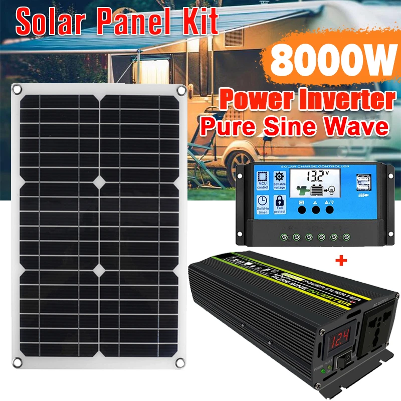 Solárny Panel Auta 4000W/6000/8000W Čistá Sínusová Vlna Menič Domov Slnečnej Energie Systému s 30A Solárny Regulátor Obrázok 0