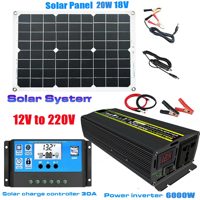 Solárny Panel Auta 4000W/6000/8000W Čistá Sínusová Vlna Menič Domov Slnečnej Energie Systému s 30A Solárny Regulátor Obrázok 4