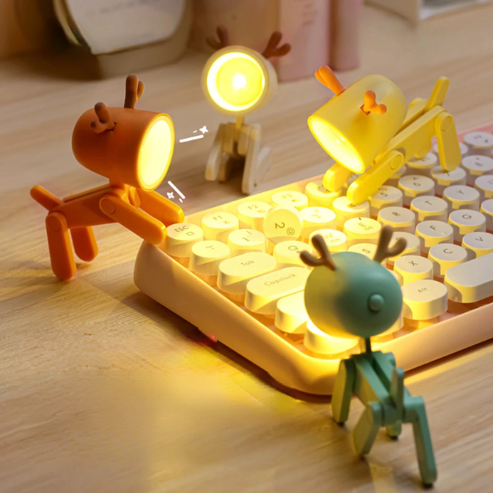 Mini Roztomilé Zvieratko Svetlo LED Nočné Svetlo DIY Kawaii Darček Cartoon Pet Skladacie Stolové Lampy, detská Izba Posteli, Spálne, Obývacia Izba Dekor Obrázok 3