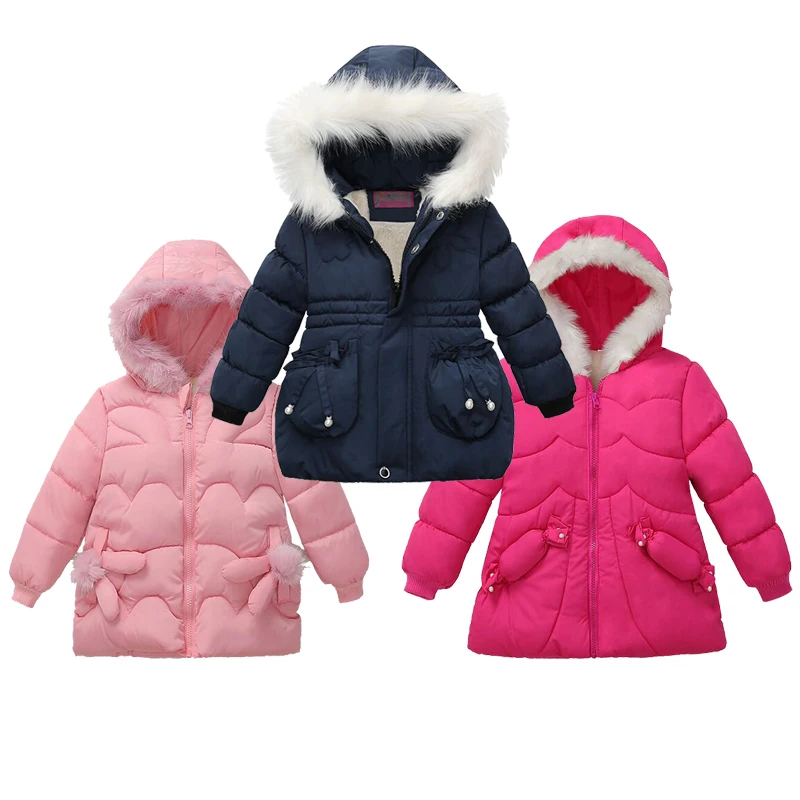 Dievčatá Oblečenie Bundy Kabáty 2021 Zimné Dievčatá Kapucňou Bundy Deti Chlapcov Plus Velvet Hrubé Top Outwear detské Lyžiarske Oblečenie Obrázok 1