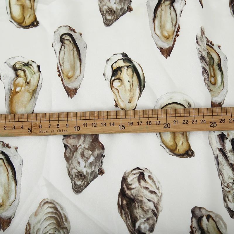 Luxusné Značky Módny Dizajn Textílie Zobraziť Pearl Shell Tlač DIY Seing Oblečenie Polyester Tkaniny, Tkaniny pre Šaty od Meter Obrázok 2