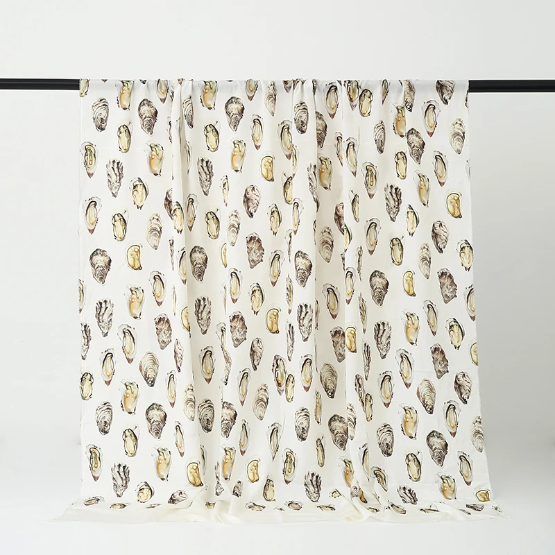 Luxusné Značky Módny Dizajn Textílie Zobraziť Pearl Shell Tlač DIY Seing Oblečenie Polyester Tkaniny, Tkaniny pre Šaty od Meter Obrázok 3