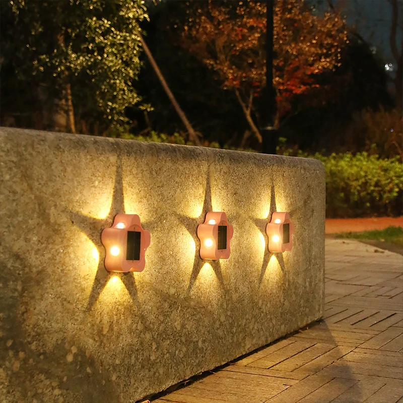 Hviezda Tvar Vonkajšie Solárne LED Lampy 5LED Nepremokavé Záhradné Dekorácie Slnečné Svetlo na Stenu Dvore Svetelnej Steny Podložka 1pcs Teplé Obrázok 1