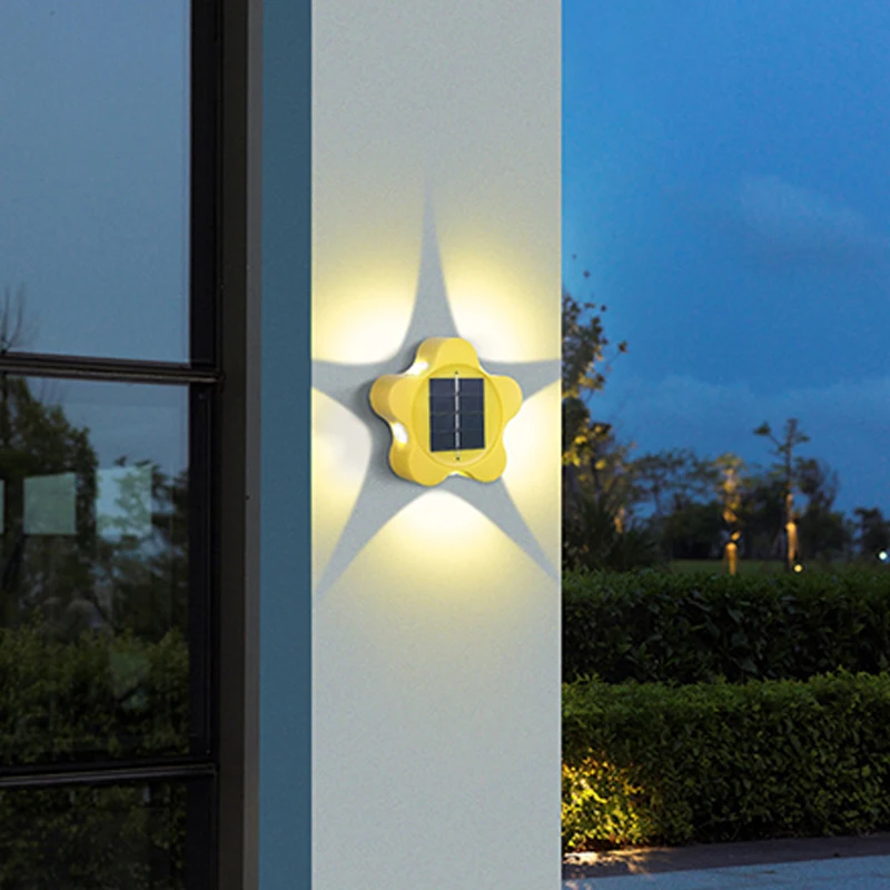 Hviezda Tvar Vonkajšie Solárne LED Lampy 5LED Nepremokavé Záhradné Dekorácie Slnečné Svetlo na Stenu Dvore Svetelnej Steny Podložka 1pcs Teplé Obrázok 2
