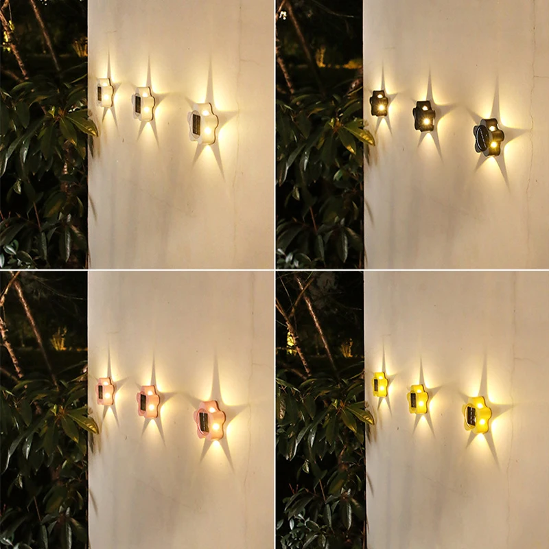 Hviezda Tvar Vonkajšie Solárne LED Lampy 5LED Nepremokavé Záhradné Dekorácie Slnečné Svetlo na Stenu Dvore Svetelnej Steny Podložka 1pcs Teplé Obrázok 5