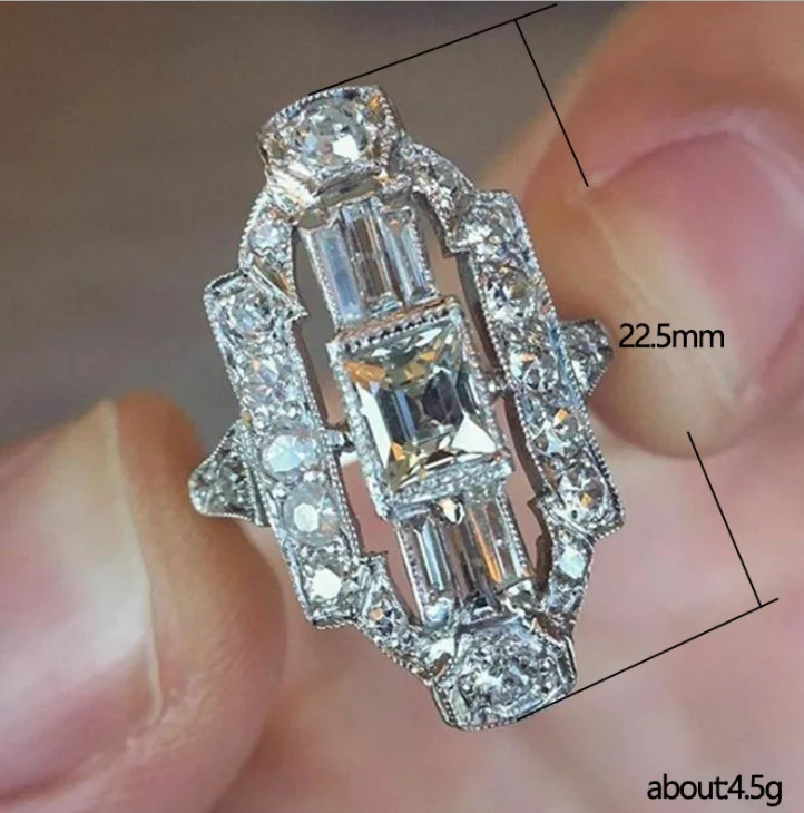 Nádherný Geometrický Tvar, Zásnubné Prstene Pre Ženy Plné Spevnené Crystal Cubic Zirconia Módne Univerzálny dámsky Večierok Šperky Obrázok 1