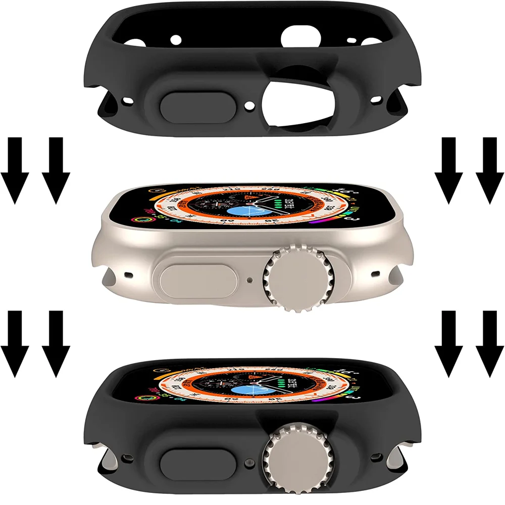 Puzdro Pre Apple Hodinky Ultra 49 mm Smartwatch Ochranné Silikónové TPU Chránič Nárazníka Príslušenstvo 49 mm Iwatch Série Ultra Kryt Obrázok 1