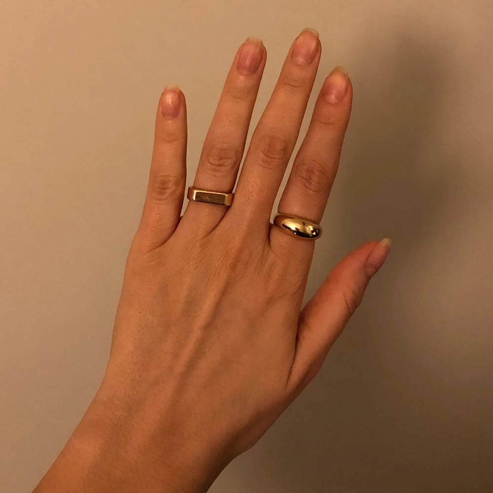 2ks Nový Trend Robustný Prstene pre Ženy, Dievčatá Minimalistický Lesklý Geometrické Kovový Zásobník Prst Krúžky Žena Strany Šperky 2021 Obrázok 0