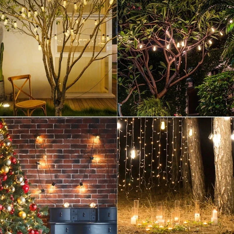 LED Vonkajšie Slnečné Veniec, Vianočné Dekorácie String Svetlá Žiarovka Nepremokavé Ulici Garland Solárne Lampy Vonkajšie Záhradné Dekorácie Obrázok 5