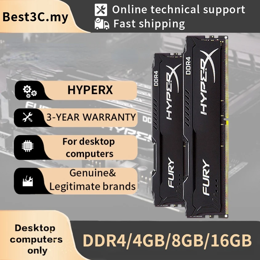 Hyperx Memoria 4 GB 8 GB 16 GB 32 GB 2133MHz 2400MHz 2666MHz 3200MHz Ploche Pamäte DIMM DDR4 PC4-21300 25600 19200 RAM HyperX FURY Obrázok 5