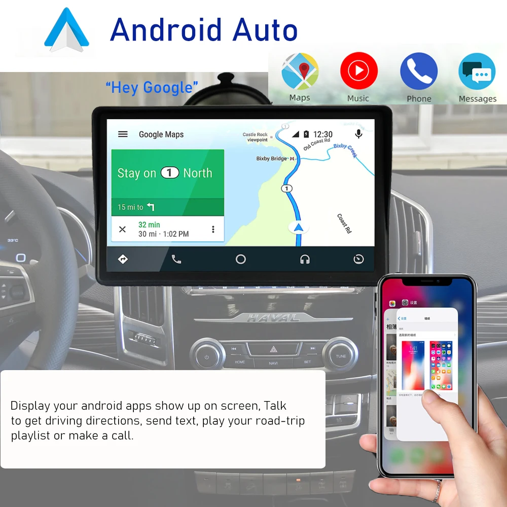 7 Palcový Dotykový Displej Prenosné Linux Monitor Bezdrôtový CarPlay Android Auto Multimediálne Navigáciu HD 1080P HD Stereo Zadná Kamera Obrázok 2