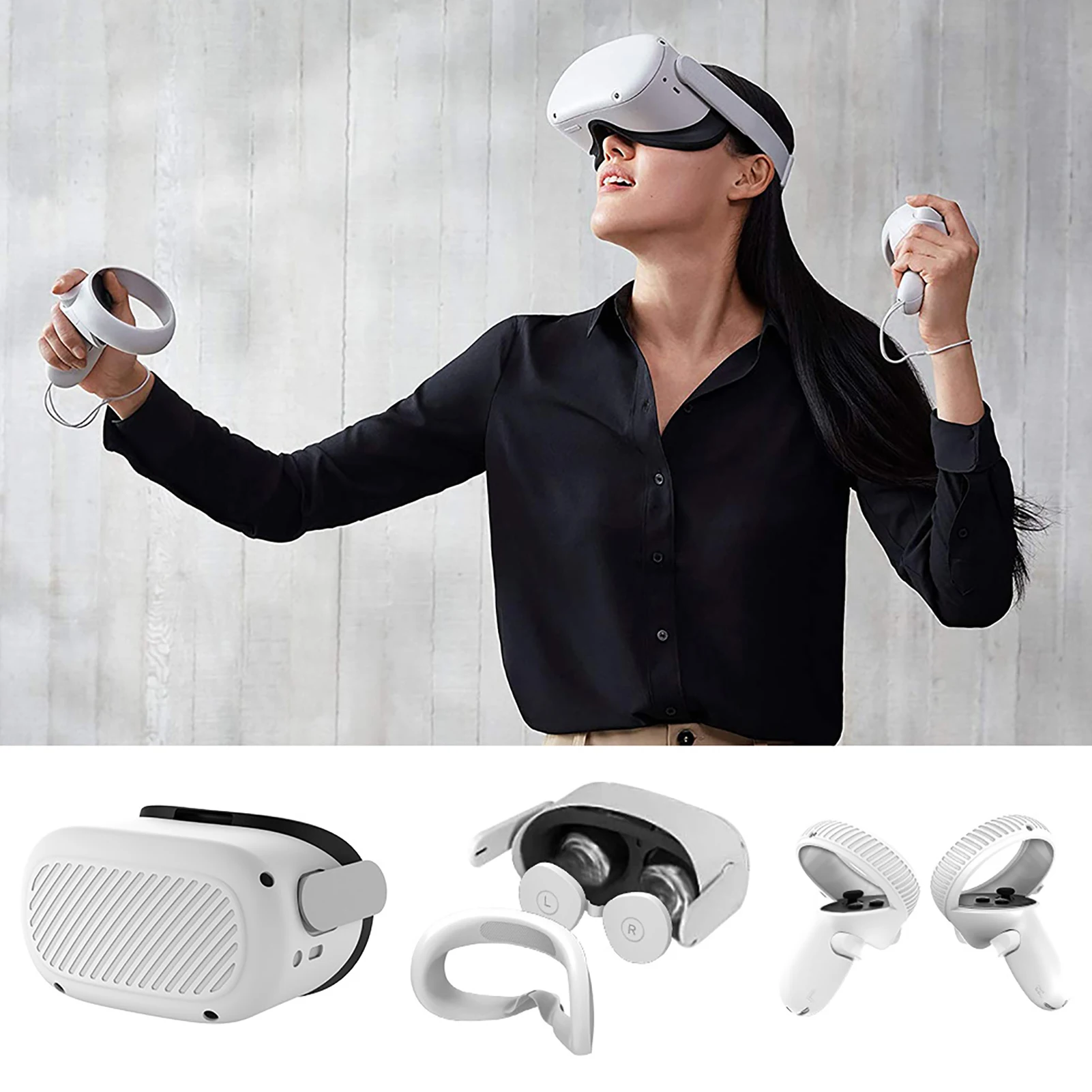 Silikónový Ochranný Kryt Pre Oculus Quest 2 VR Headset Tvár Objektív Rukoväť Kryt Okuliare Prípade Shell Oko Pad VR Príslušenstvo Obrázok 0
