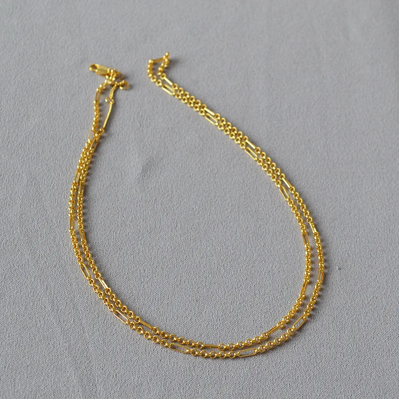 LONDANY náhrdelník francúzsky menšinový retro jednoduché krúžok mosadz dvojité vrstvený náhrdelník dlhý sveter reťazca ženy Obrázok 3