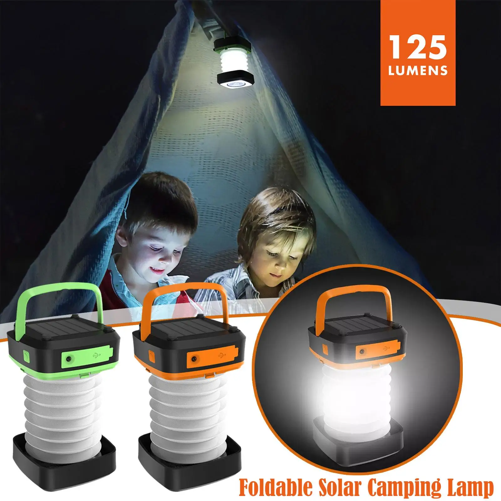 Skladací Solárny Camping Lampa USB Nabíjanie Multifunkčné Vonkajšie Prenosné Lampy Teleskopická LED Svetla, 2 Farby Obrázok 1
