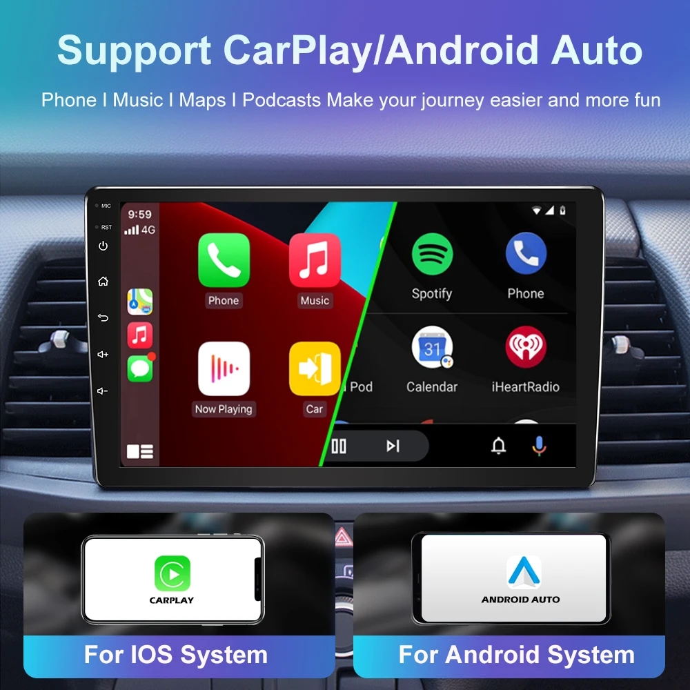 360° Panoramac Navigácia, autorádio 2 Din 7/910 Palcový 4G Android 11 Multimediálny Prehrávač, Android Auto Carplay Mapu AI Hlas GPS, Dvd Obrázok 3