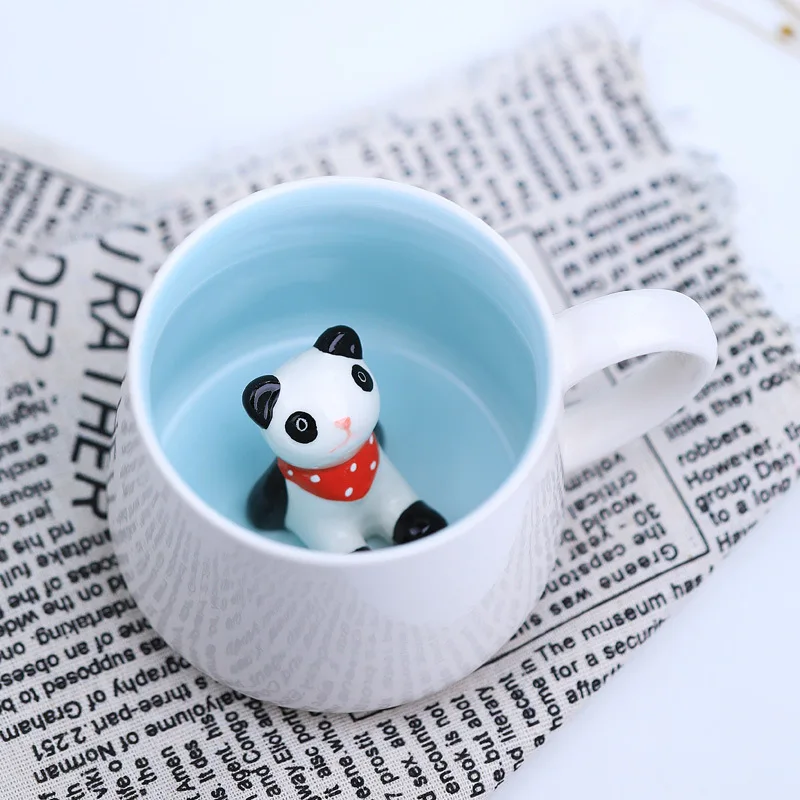 3D Kresby Zvierat Keramická Šálka Hrnček Kávy Hrnček Šálku Čaju Krásne Kravy Panda Penguin Zvierat Vody Pohár Mlieka Hrnčeky 8.6*7.4 CM Obrázok 3