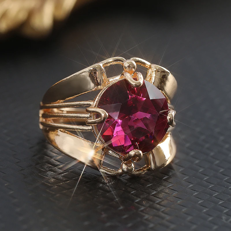 Vintage Žena Red Crystal Šperky Kúzlo Zlatá Farba Veľké Snubné Prstene pre Ženy, Luxusné Oválne Zirkón Kameň Zásnubný Prsteň Sz 5-11 Obrázok 2