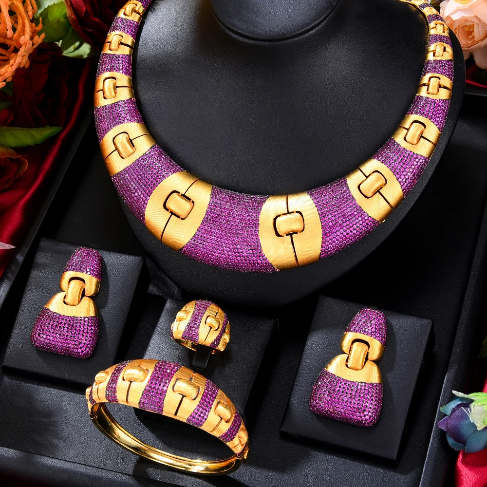 Missvikki Dubaj Svadobné Luxusné Gougeous Veľký Náhrdelník Prsteň Náramok Náušnice Set Pre Ženy, Svadobné Zapojenie Strana Šperky Set Obrázok 3