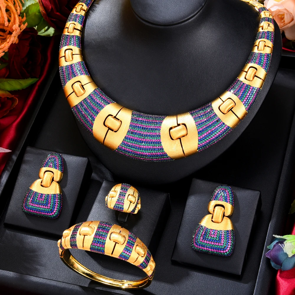 Missvikki Dubaj Svadobné Luxusné Gougeous Veľký Náhrdelník Prsteň Náramok Náušnice Set Pre Ženy, Svadobné Zapojenie Strana Šperky Set Obrázok 4