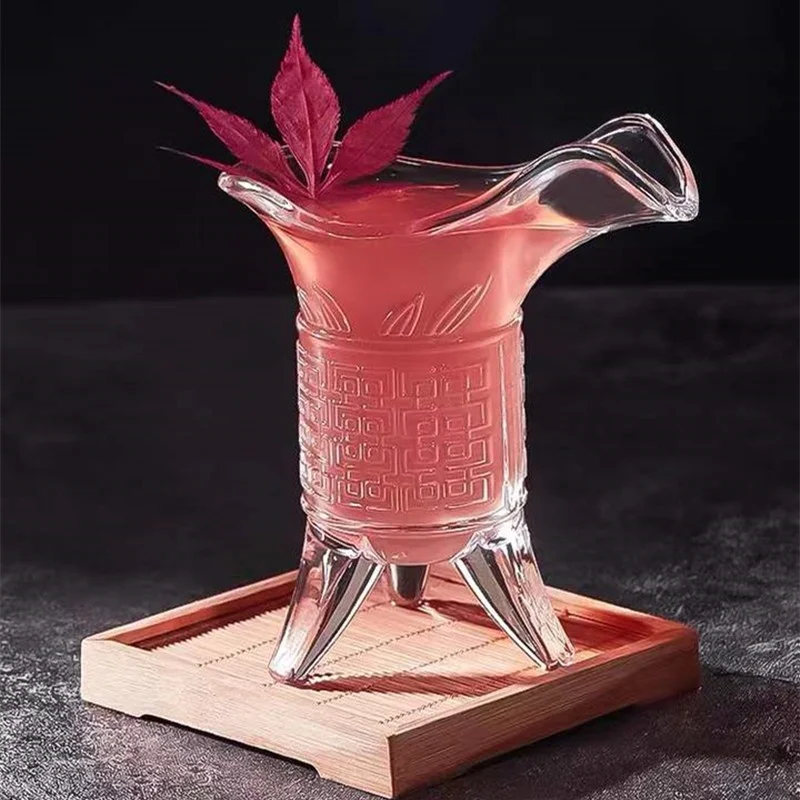 120ml Transparentné Statív Pohár Vintage Čínsky Štýl, poháre na víno Starožitné Koktailového pohára Cisára Brandy Vonnú Retro Okuliare Shot Obrázok 0