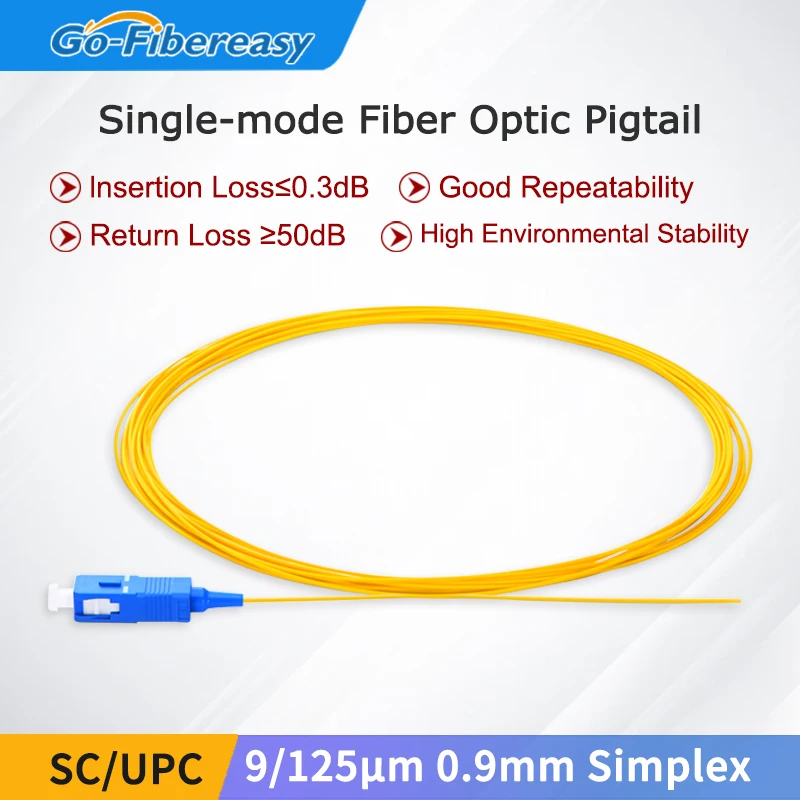 Veľkoobchod 20/50/100ks Optický Pigtail SC/UPC Simplex, Vláknina 0,9 mm Single Mode SC/APC Konektor Optického Vlákna Pigtail 1,5 M Obrázok 0