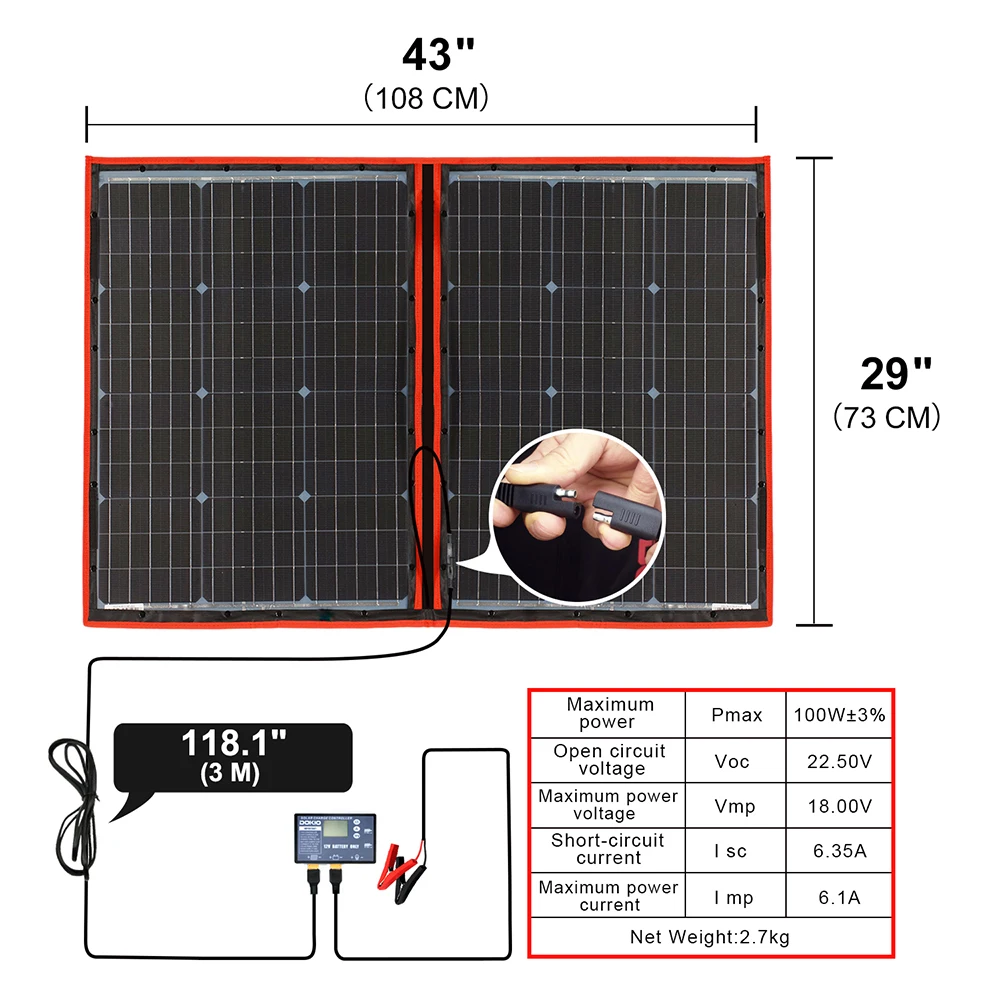 Dokio 100W 18V Flexibilné Solárnych Panelov Čierne Čína Skladacia 12V Radič 100 Watt Solárne Panely Na autobatérie Obrázok 1