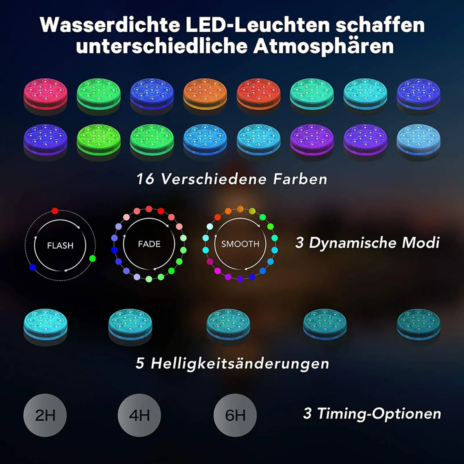 4pcs 10 LED Ponorné Farebné Svetlo Diaľkovo Riadené RGB Podvodné Lampa Bazén, Záhradné Dekorácie Lanscape Svetlo Obrázok 2