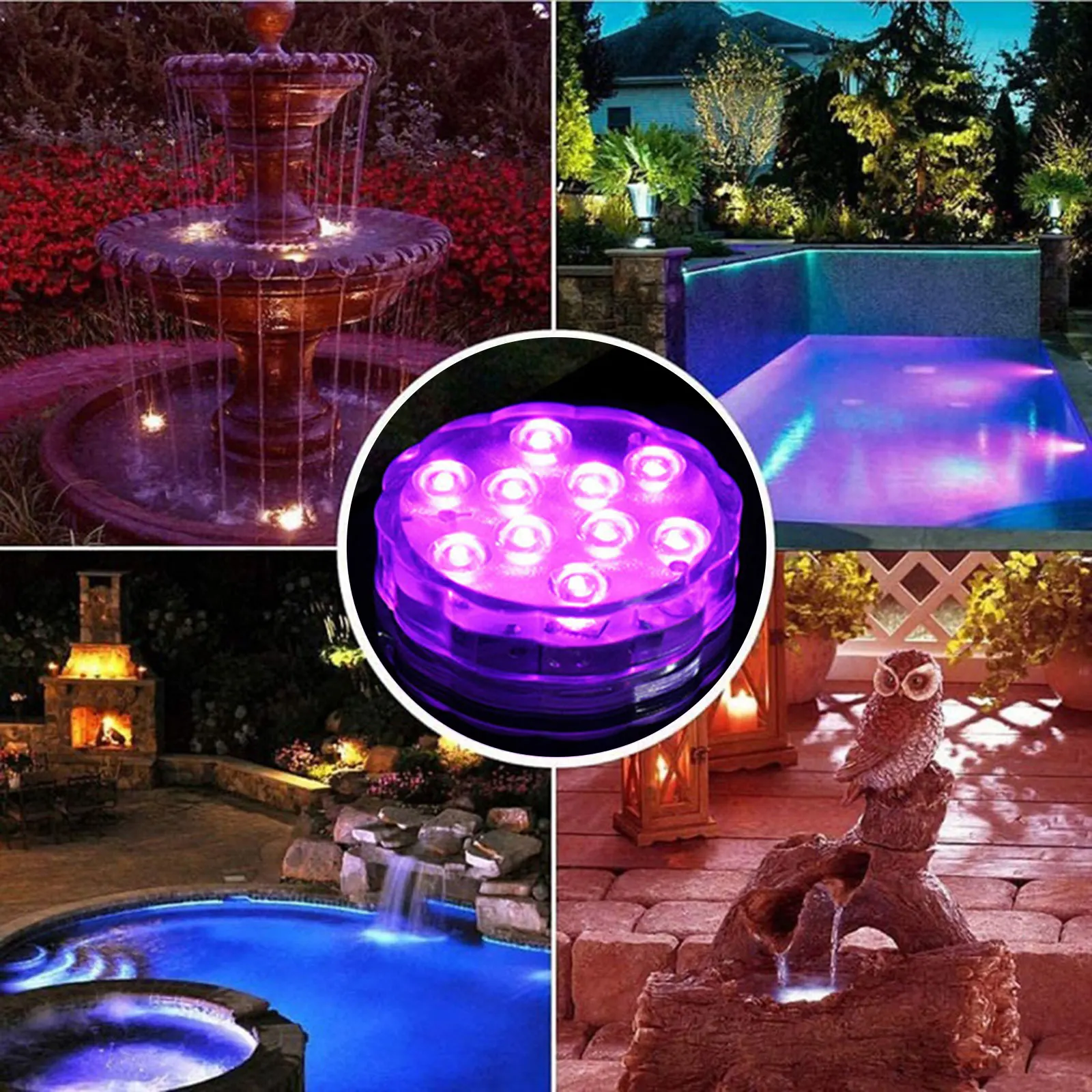 4pcs 10 LED Ponorné Farebné Svetlo Diaľkovo Riadené RGB Podvodné Lampa Bazén, Záhradné Dekorácie Lanscape Svetlo Obrázok 3
