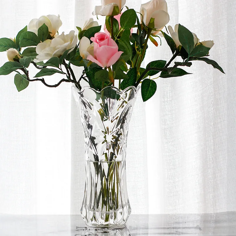 Sklo Transparentné Váza Jednoduchý Stroj Lisované Sklenené Vázy Veľkoobchod Obývacia Izba Dekorácie Veľké Vázy Domova Kvetináč Obrázok 0