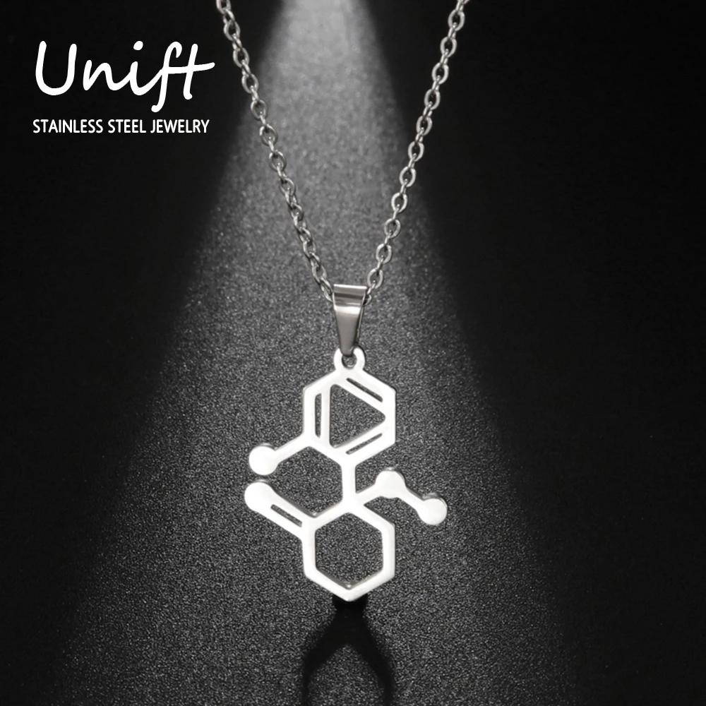 Unift Antidepresívum Molekulový Vzorec Náhrdelník Chemické Geometrické Neurón Z Nerezovej Ocele S Príveskom, Biológie, Psychológie, Šperky Obrázok 0
