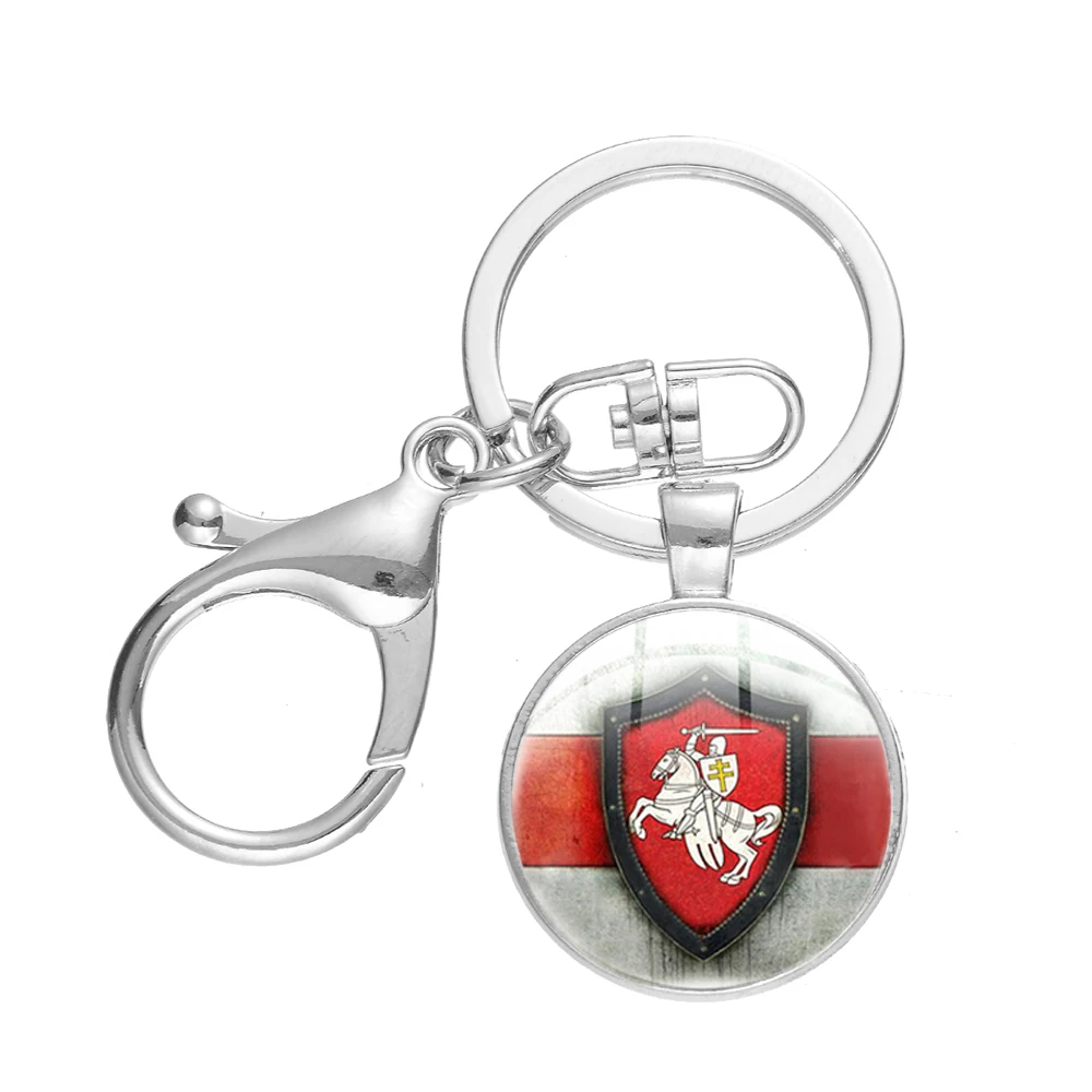 SIAN Vintage bieloruskej Republiky Keychain Biely Rytier Umenia Foto Sklenenou Kupolou Kovový Krúžok Držiak Pre Armádu Fanúšikov Šperkov Dary Obrázok 1