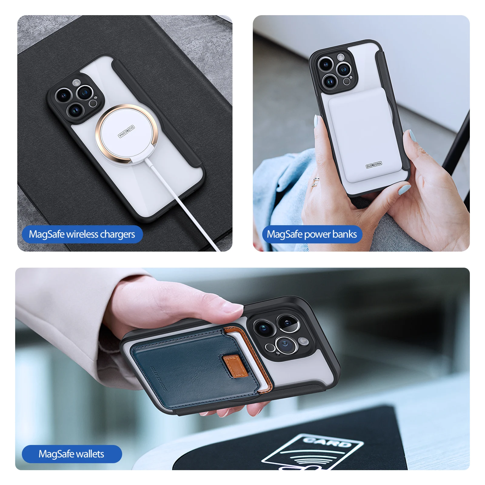 DUX DUCIS Pre Magsafe Silné Magnetické Bezdrôtové Nabíjanie Peňaženky puzdro Pre iPhone 14 Pro Max 14 Plus Jasné Zadný Kryt Rukáv Obrázok 5